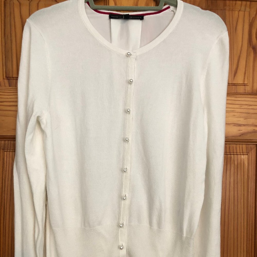 Ivory mixed-media cardigan